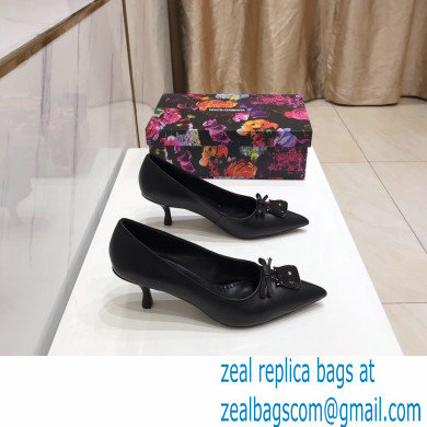 Dolce & Gabbana Thin Heel 6.5cm Leather Sicily Pumps Black 2021